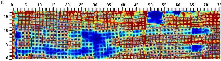 Shallow GPR Concrete Scan Results of a 75 x 20 ft area