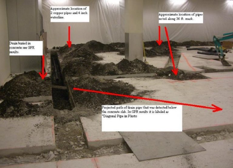 Layout of Buried Pipes and Conduit Concrete Scanning to Image PT